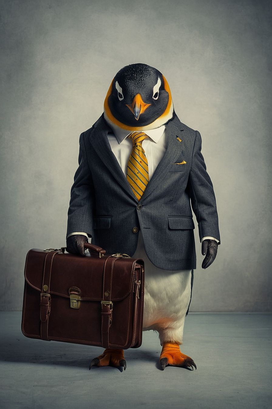 Default a penguin wearing a suit and holding a briefcase 0 049de75b
